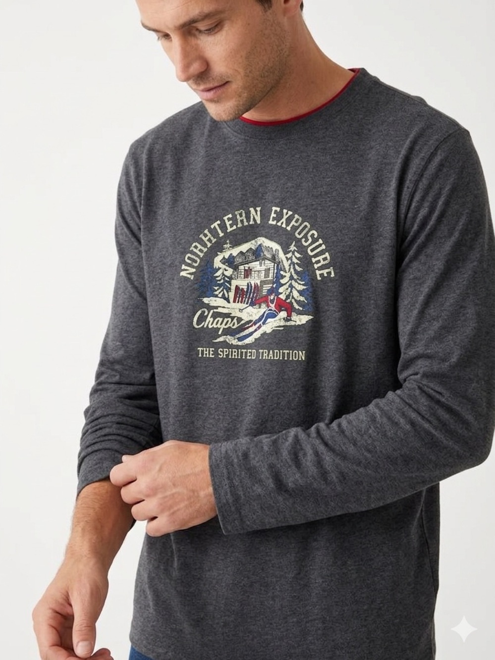 Chaps Men's "Northern Exposure" Long Sleeve Sleep/Lounge Tee XL - 601